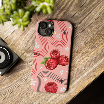 Red F1 Haas and Raspberries Phone Case, Trendy F1 Gift, Formula 1 Gift, Cute Fruit F1 Phone Case, Unique Phone Case