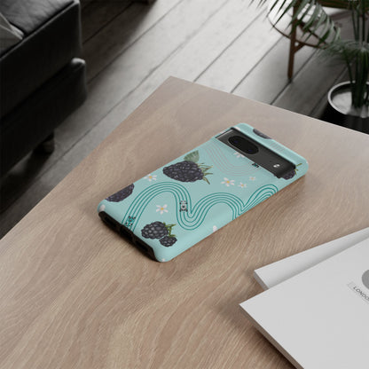 Teal F1 Mercedes and Blackberries Phone Case , Trendy F1 Gift, Formula 1 Gift, Cute Fruit F1 Phone Case, Unique Phone Case