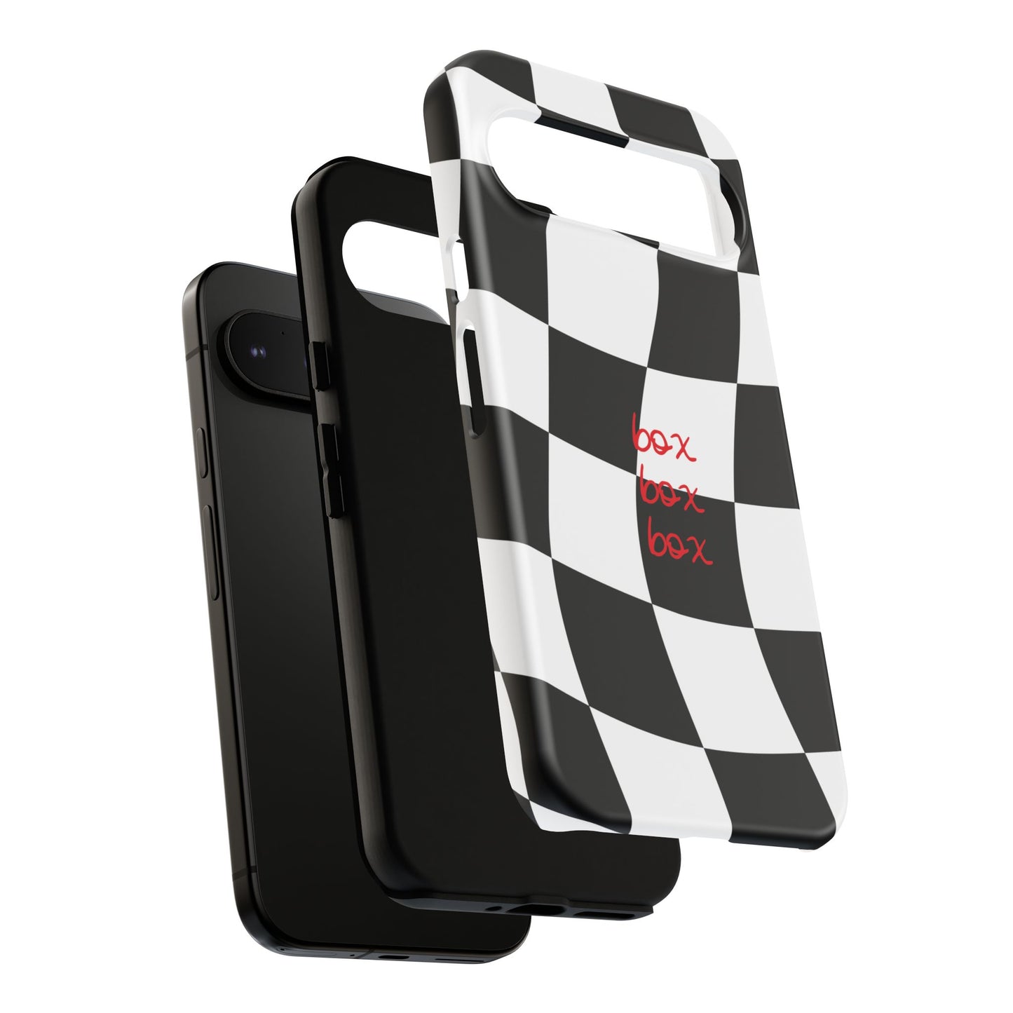 Black and Red Checkered F1 Phone Case, Box Box Box F1 Phone Case