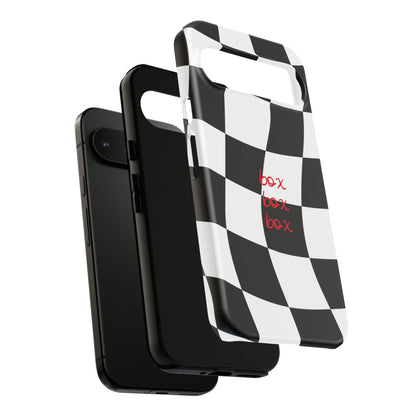 Black and Red Checkered F1 Phone Case, Box Box Box F1 Phone Case