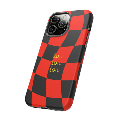 F1 Ferrari Black and Red Checkered Phone Case, Box Box Box F1 Phone Case