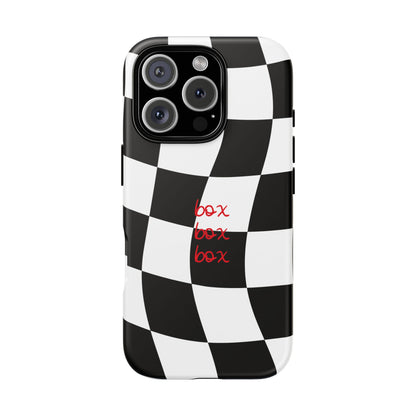 Black and Red Checkered F1 Phone Case, Box Box Box F1 Phone Case