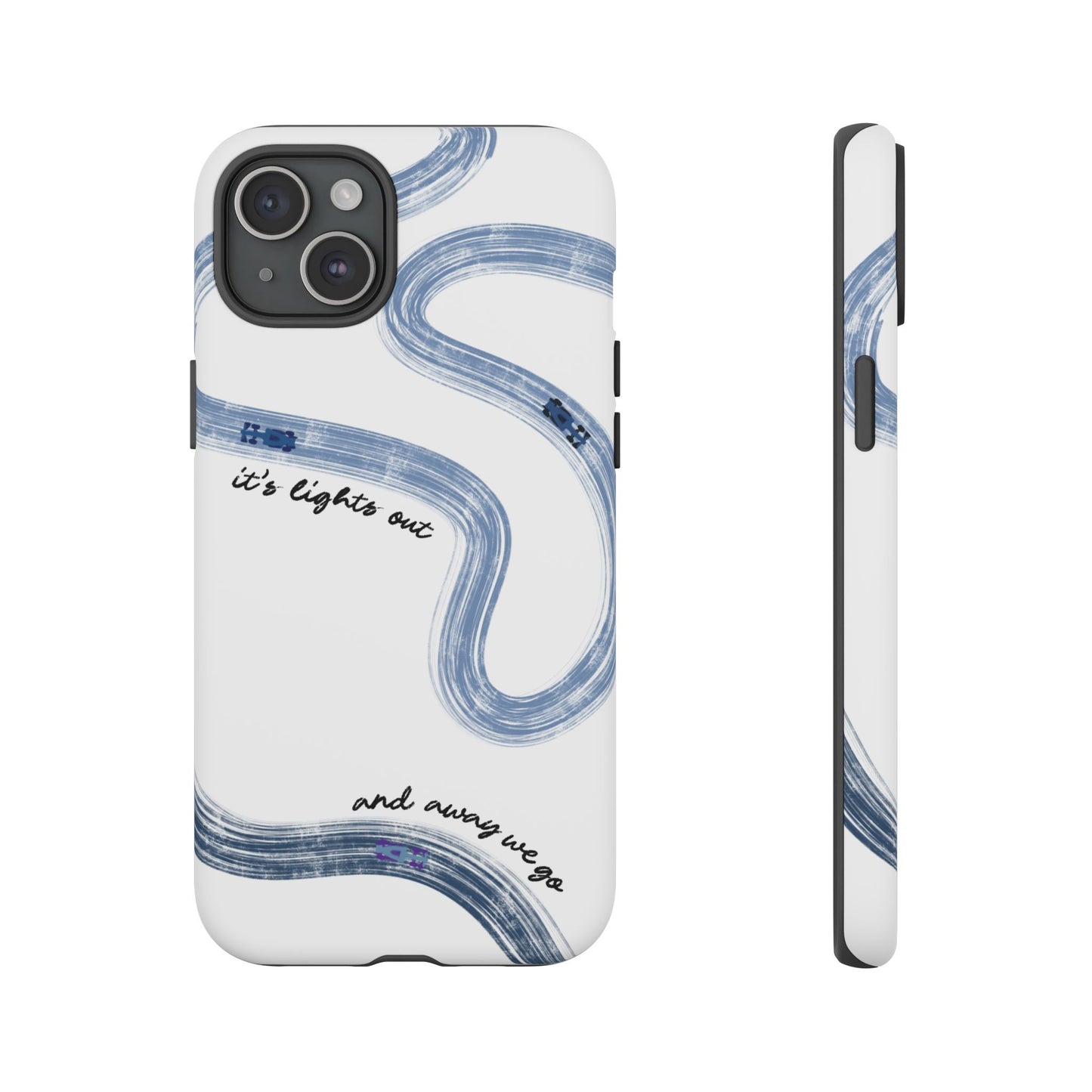 F1 Phone Case Blue Painted "its lights out and away we go", Trendy F1 Gift, Formula 1 Gift, Cute F1 Phone Case, Gift for F1 Fans