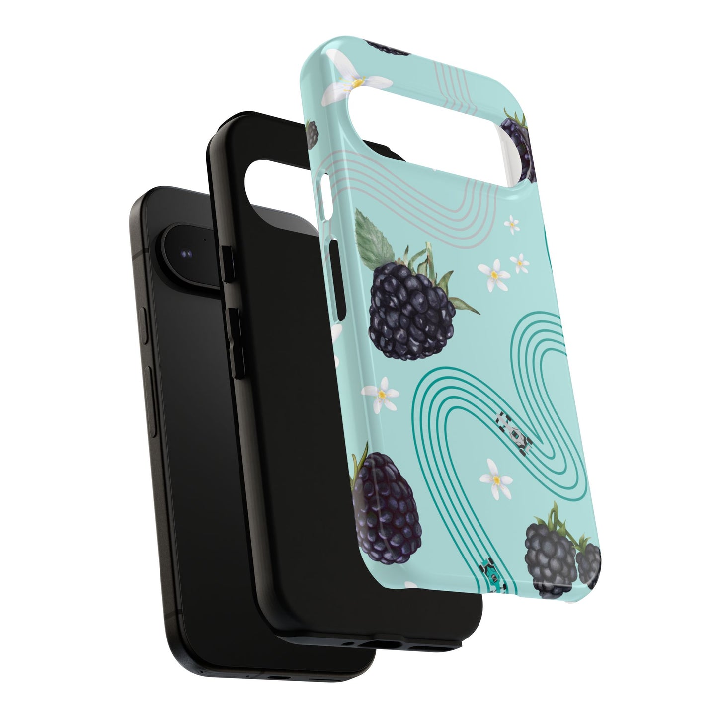 Teal F1 Mercedes and Blackberries Phone Case , Trendy F1 Gift, Formula 1 Gift, Cute Fruit F1 Phone Case, Unique Phone Case