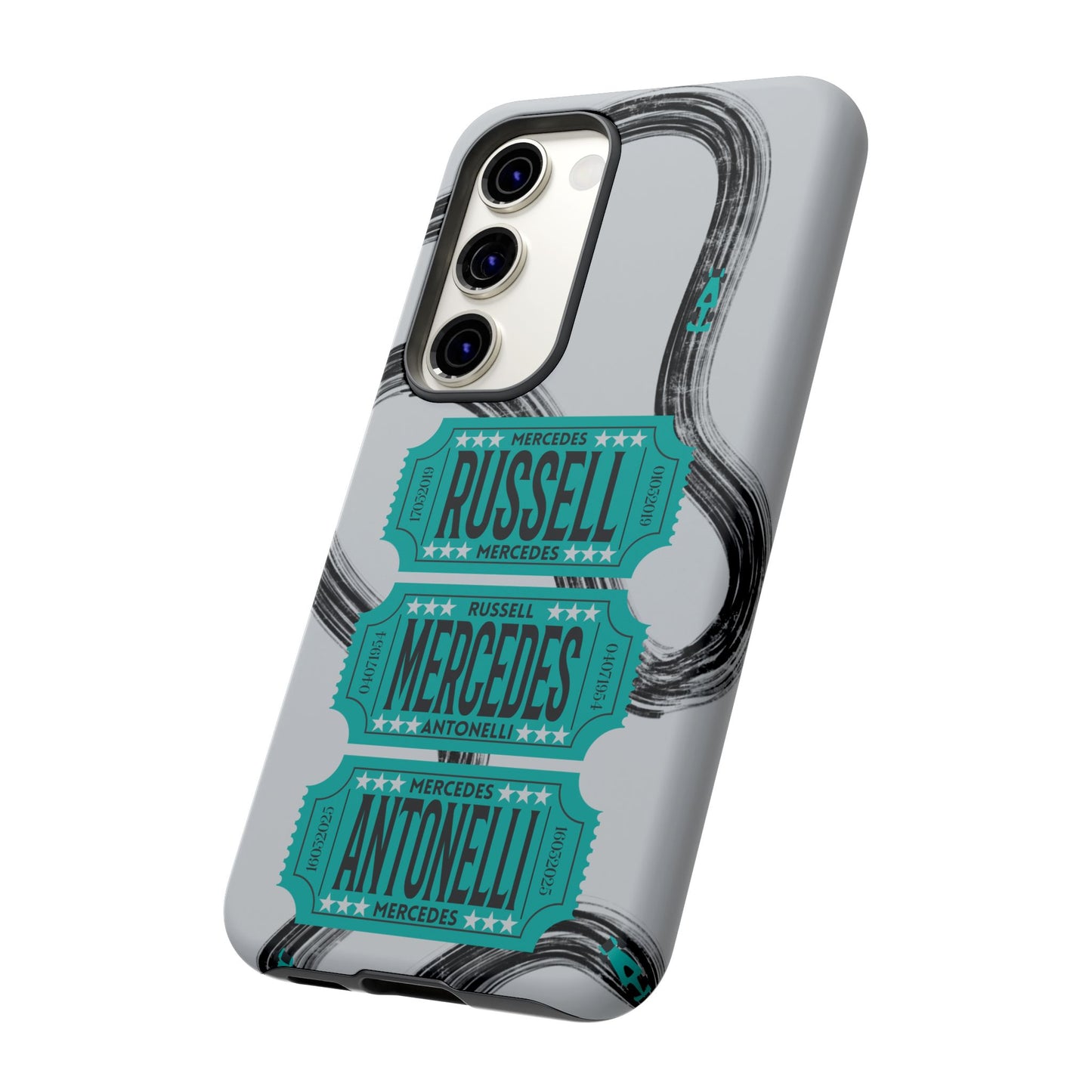 Mercedes F1 Phone Case Painted Ticket Stubs, Trendy F1 Gift, Formula 1 Gift, Cute F1 Phone Case