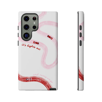 F1 Phone Case Pink and Red Painted "its lights out and away we go", Trendy F1 Gift, Formula 1 Gift, Cute F1 Phone Case, Unique Phone Case