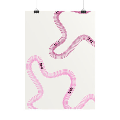 Pink F1 Wall Art Poster | Minimalist F1 Art - EU Sizing (Physical Print)