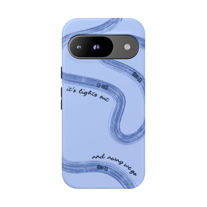 F1 Phone Case Monochrome Blue Painted "its lights out and away we go", Trendy F1 Gift, Formula 1 Gift, Cute F1 Phone Case, Phone Case