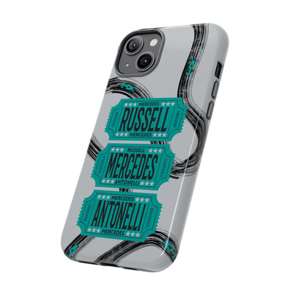 Mercedes F1 Phone Case Painted Ticket Stubs, Trendy F1 Gift, Formula 1 Gift, Cute F1 Phone Case