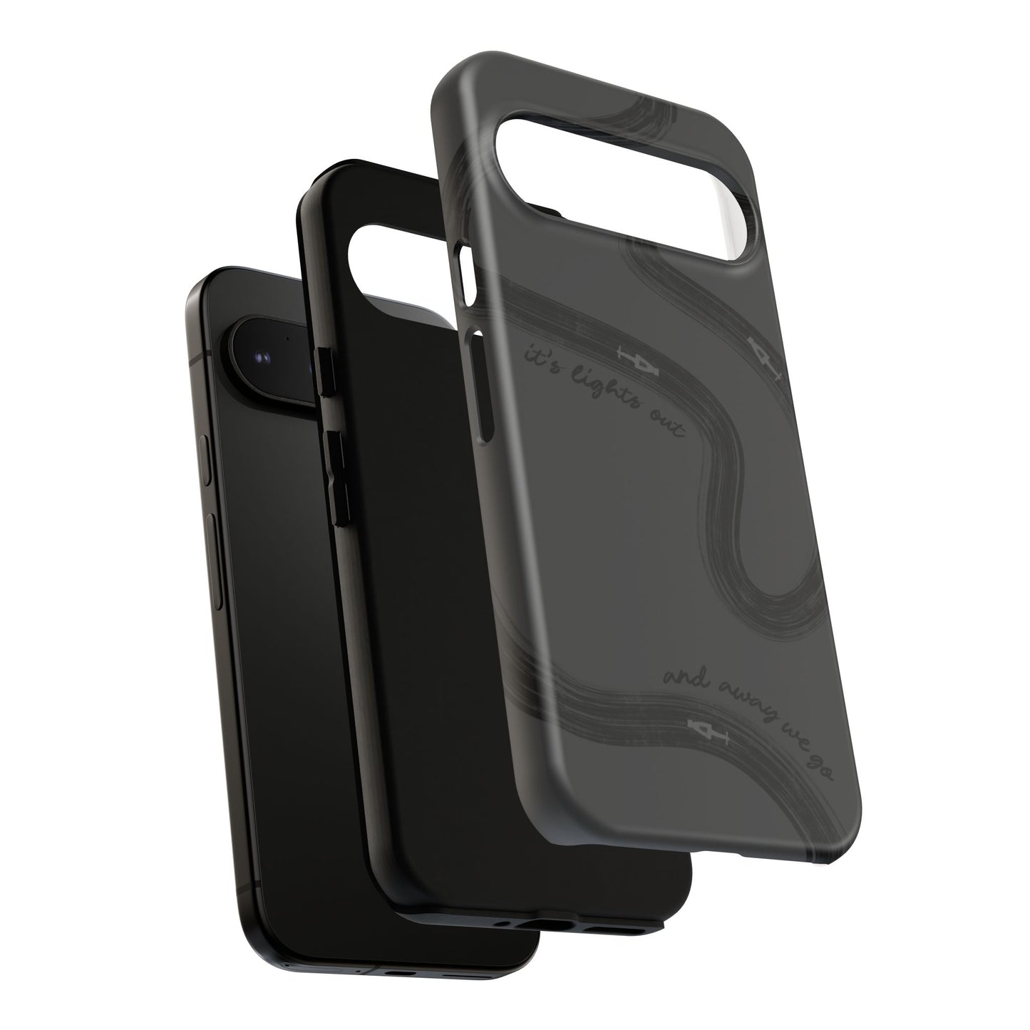 F1 Phone Case Monochrome Black Painted "its lights out and away we go", Trendy F1 Gift, Formula 1 Gift, Cute F1 Phone Case, Phone Case
