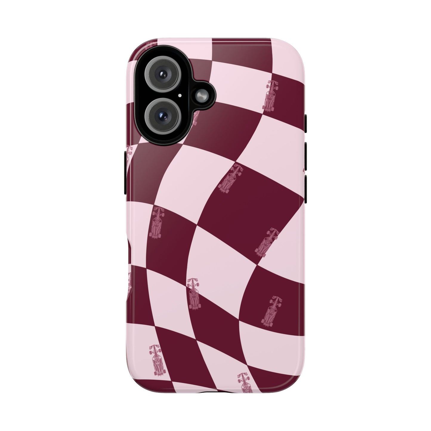 F1 Phone Case Pink Checkered Design, Trendy F1 Gift, Formula 1 Gift, Cute F1 Phone Case, Unique Formula One Phone Case