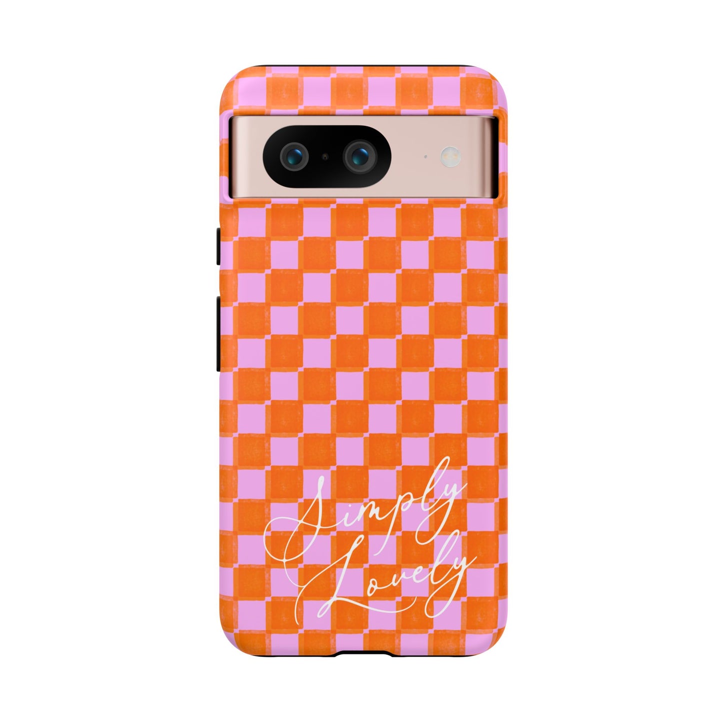 Simply Lovely Orange and Pink Checkered F1 Phone Case Design, Trendy F1 Gift, Formula 1 Gift, Cute F1 Phone Case