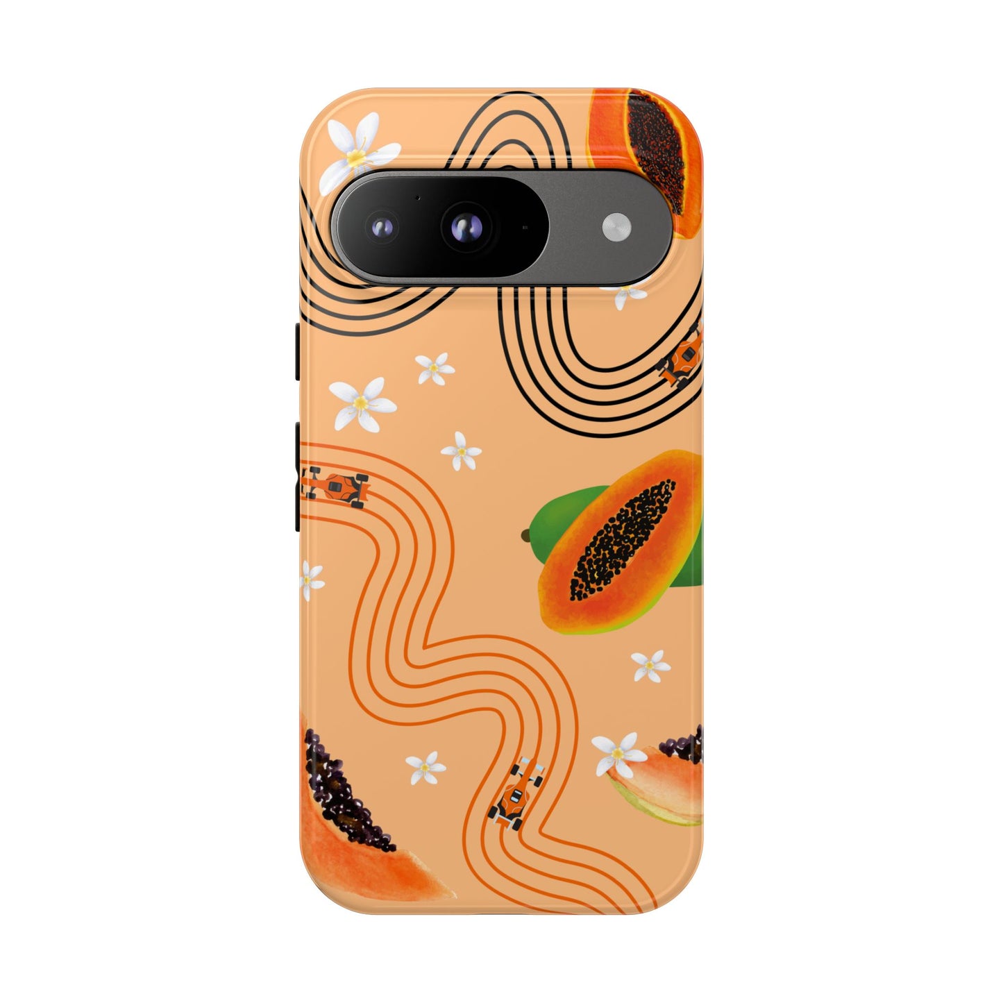 Orange F1 McLaren and Papaya Phone Case, Trendy F1 Gift, Formula 1 Gift, Cute Fruit F1 Phone Case, Unique Phone Case