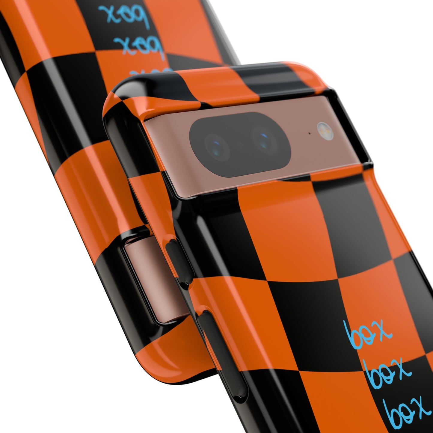 McLaren Orange and Black Checkered F1 Phone Case, Box Box Box F1 Phone Case