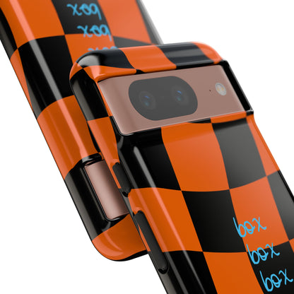 McLaren Orange and Black Checkered F1 Phone Case, Box Box Box F1 Phone Case