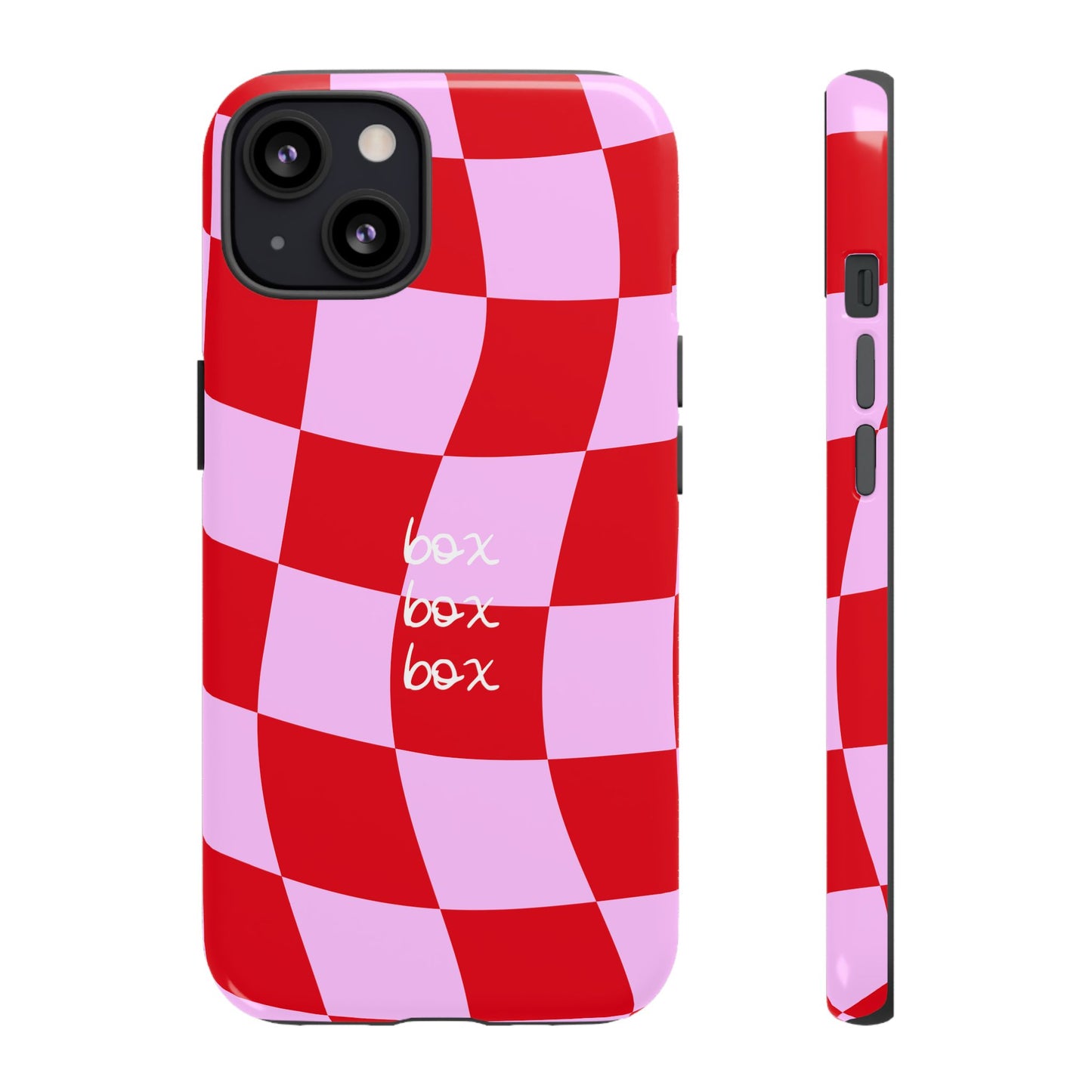 Pink and Red Checkered F1 Phone Case, Box Box Box F1 Phone Case