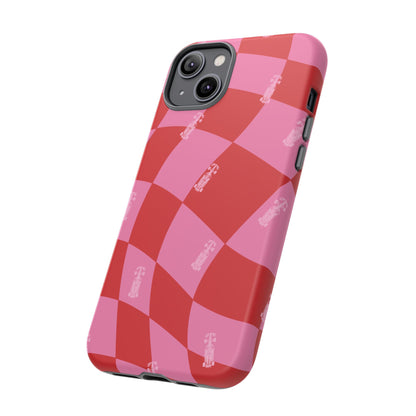 F1 Phone Case Pink and Red Checkerboard Design, Trendy F1 Gift, Girly Formula 1 Gift, Cute F1 Phone Case, Unique Formula One Phone Case