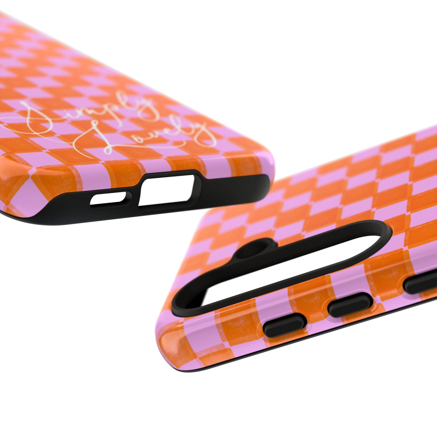 Simply Lovely Orange and Pink Checkered F1 Phone Case Design, Trendy F1 Gift, Formula 1 Gift, Cute F1 Phone Case