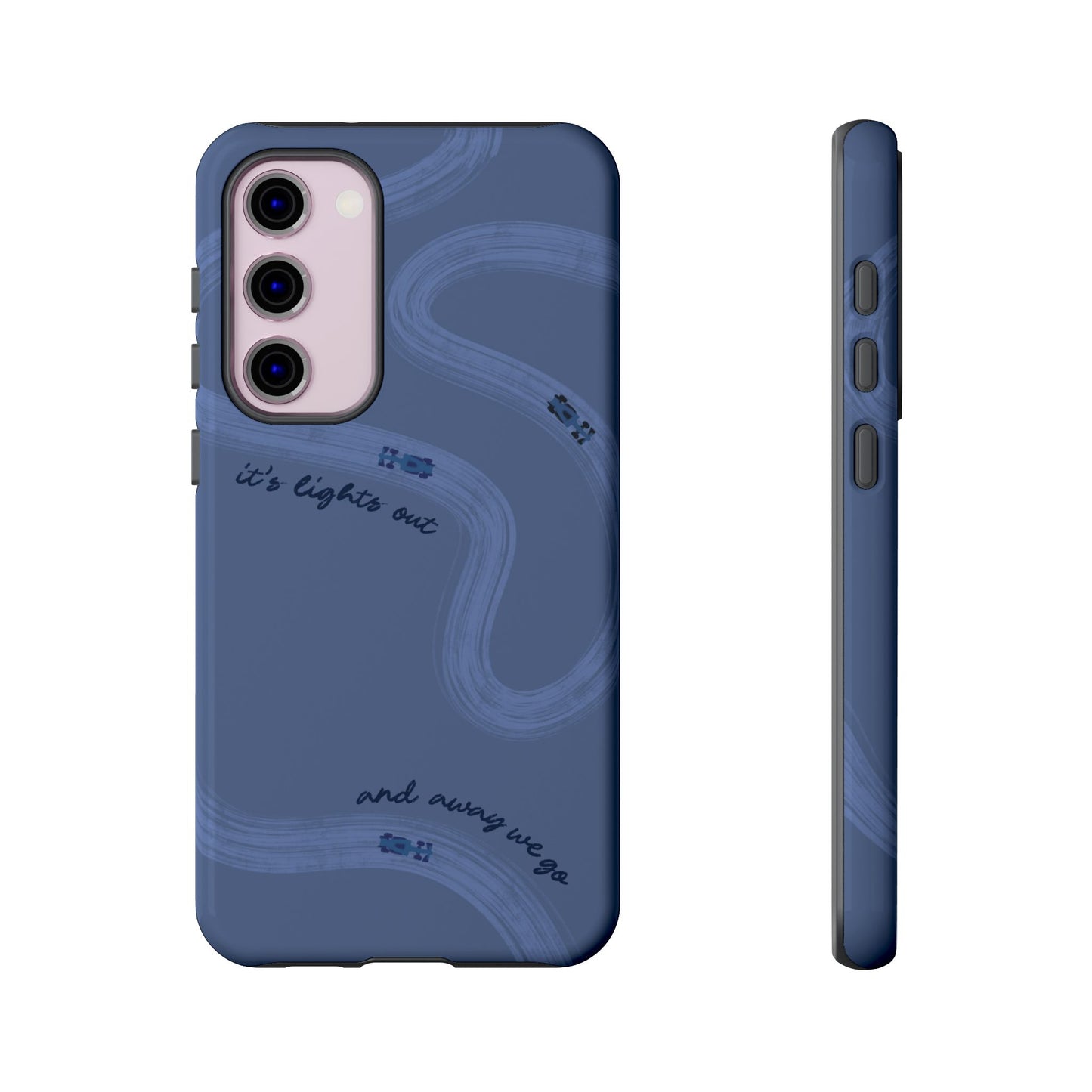 F1 Phone Case Monochrome Dark Blue Painted "its lights out and away we go", Trendy F1 Gift, Formula 1 Gift, Cute F1 Phone Case, Phone Case
