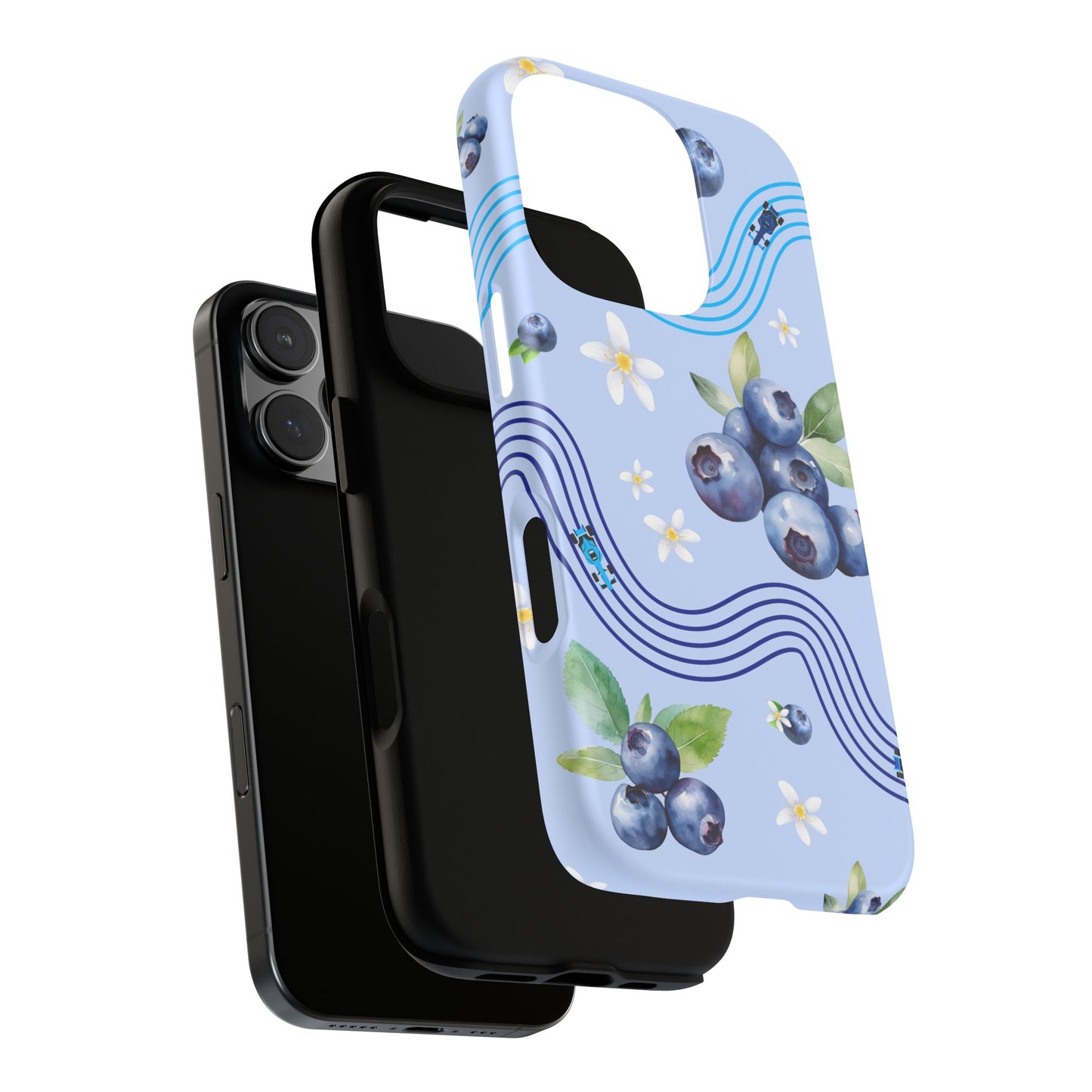 Blue F1 Williams and Blueberries Phone Case, Trendy F1 Gift, Formula 1 Gift, Cute Fruit F1 Phone Case, Unique Phone Case
