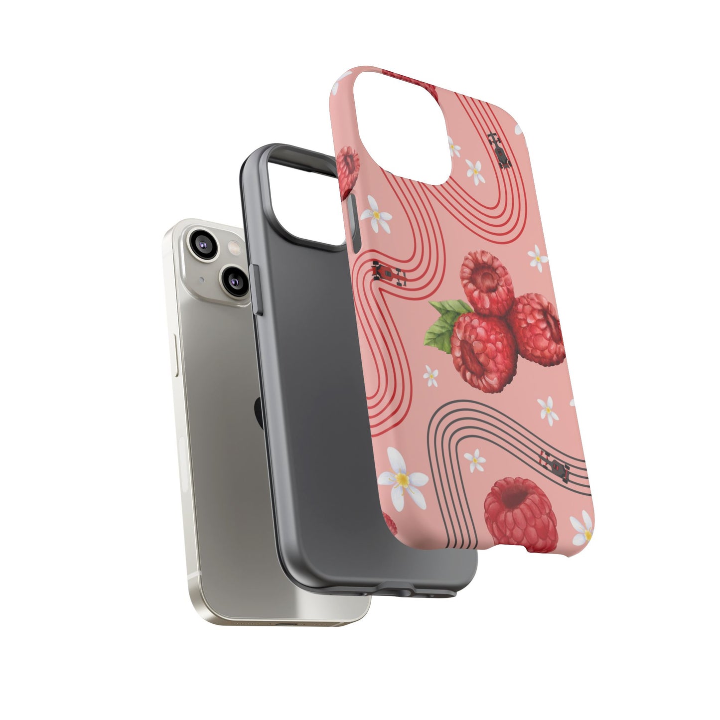 Red F1 Haas and Raspberries Phone Case, Trendy F1 Gift, Formula 1 Gift, Cute Fruit F1 Phone Case, Unique Phone Case