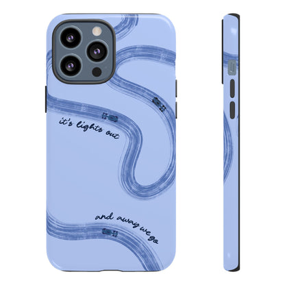 F1 Phone Case Monochrome Blue Painted "its lights out and away we go", Trendy F1 Gift, Formula 1 Gift, Cute F1 Phone Case, Phone Case