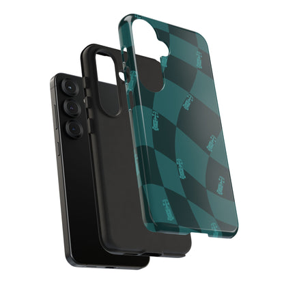 F1 Phone Case Teal Checkered Design, Trendy F1 Gift, Formula 1 Gift, Cute F1 Phone Case, Unique Formula One Phone Case