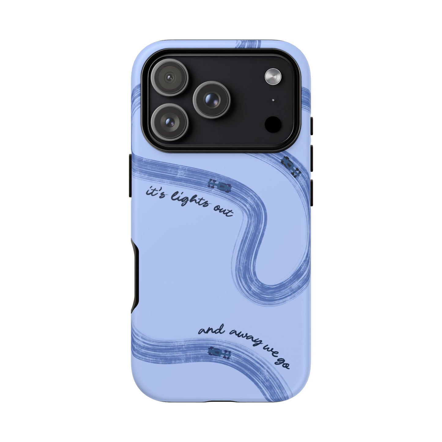 F1 Phone Case Monochrome Blue Painted "its lights out and away we go", Trendy F1 Gift, Formula 1 Gift, Cute F1 Phone Case, Phone Case