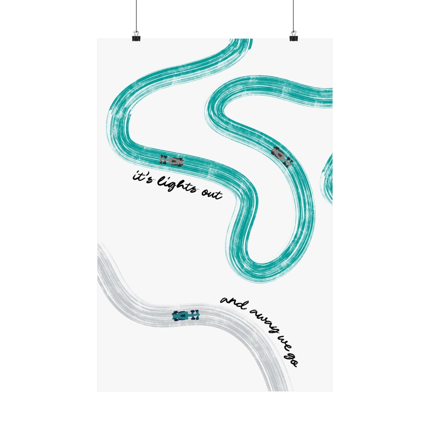 Mercedes Teal and Silver F1 Matte Vertical Poster | F1 Giclée Art Print (US SIZING)