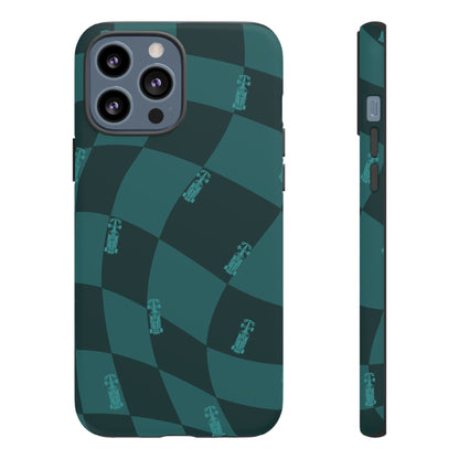 F1 Phone Case Teal Checkered Design, Trendy F1 Gift, Formula 1 Gift, Cute F1 Phone Case, Unique Formula One Phone Case