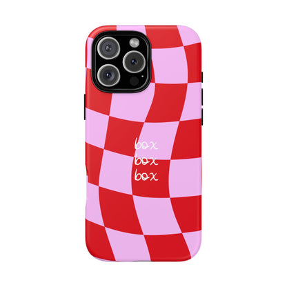 Pink and Red Checkered F1 Phone Case, Box Box Box F1 Phone Case