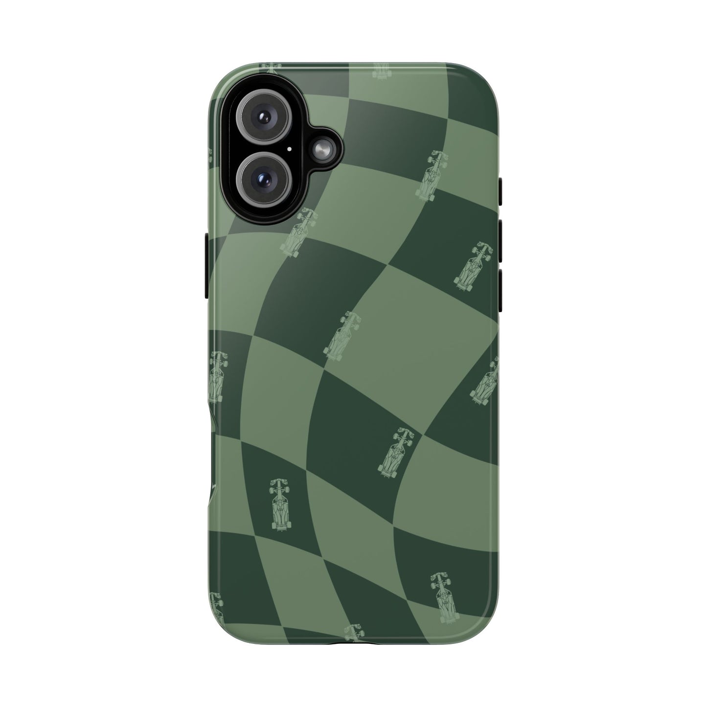 F1 Phone Case Green Checkerboard Design, Trendy F1 Gift, Formula 1 Gift, Cute F1 Phone Case, Unique Formula One Phone Case