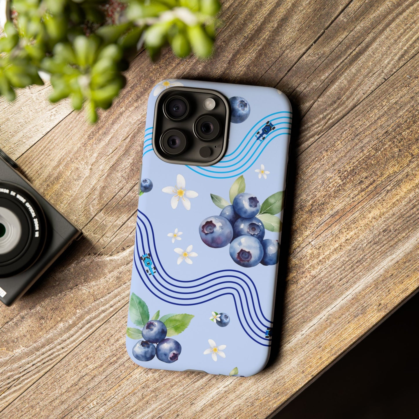 Blue F1 Williams and Blueberries Phone Case, Trendy F1 Gift, Formula 1 Gift, Cute Fruit F1 Phone Case, Unique Phone Case
