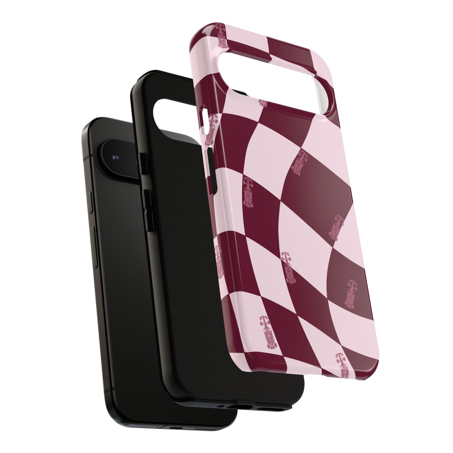 F1 Phone Case Pink Checkered Design, Trendy F1 Gift, Formula 1 Gift, Cute F1 Phone Case, Unique Formula One Phone Case