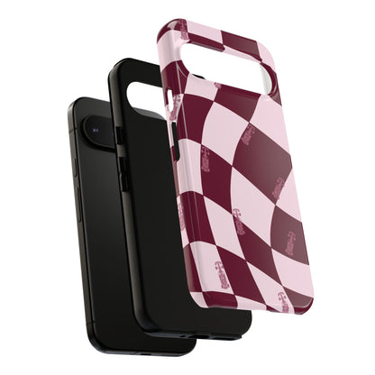 F1 Phone Case Pink Checkered Design, Trendy F1 Gift, Formula 1 Gift, Cute F1 Phone Case, Unique Formula One Phone Case