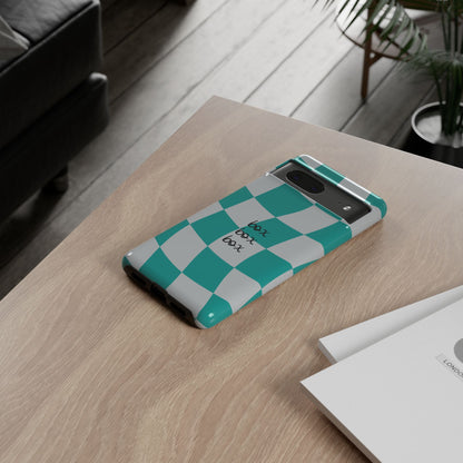 Mercedes Teal and Grey Checkered F1 Phone Case, Box Box Box F1 Phone Case