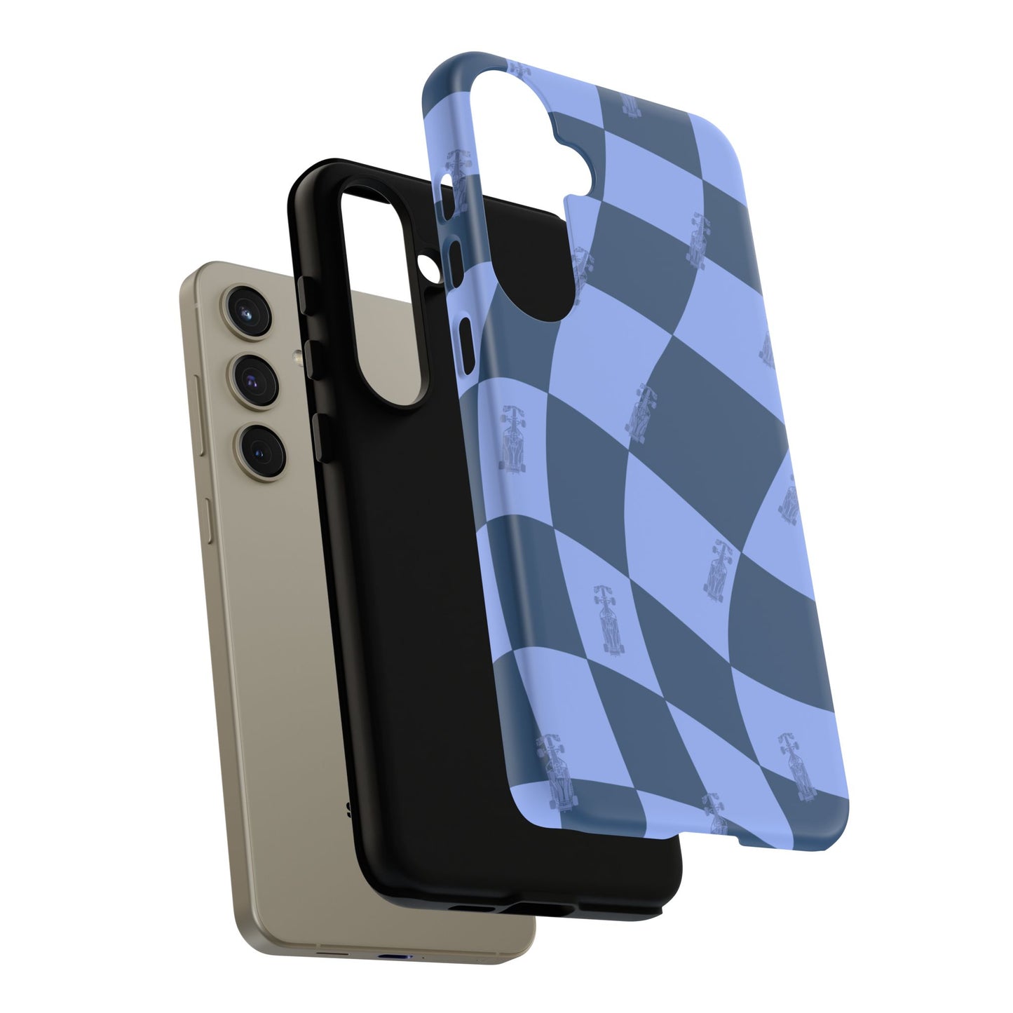 F1 Phone Case Blue Checkerboard Design, Trendy F1 Gift, Formula 1 Gift, Cute F1 Phone Case, Unique Formula One Phone Case