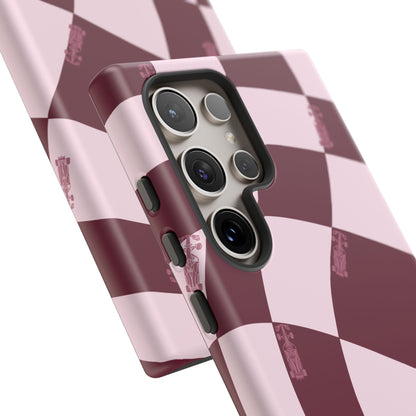 F1 Phone Case Pink Checkered Design, Trendy F1 Gift, Formula 1 Gift, Cute F1 Phone Case, Unique Formula One Phone Case