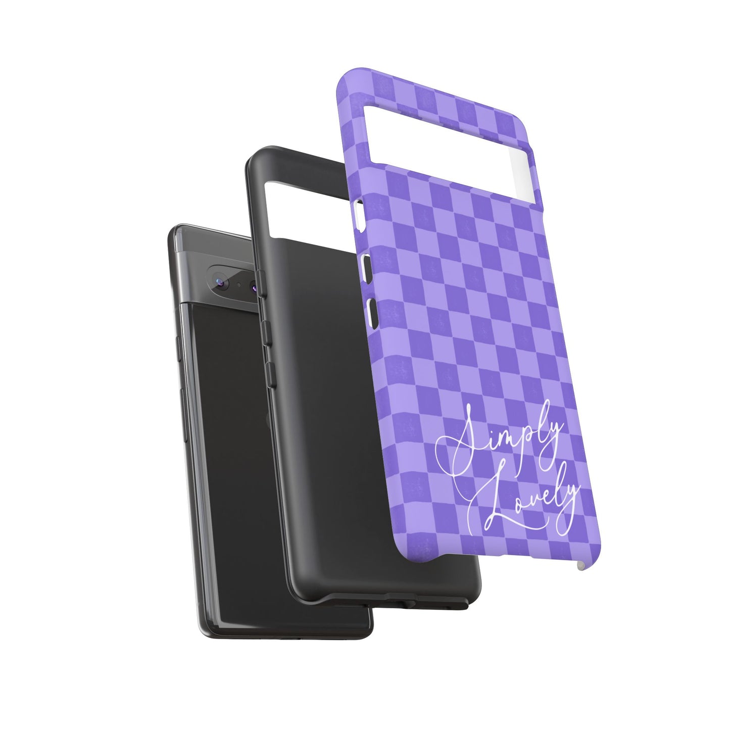 Simply Lovely Purple Checkered F1 Phone Case Design, Trendy F1 Gift, Formula 1 Gift, Cute F1 Phone Case