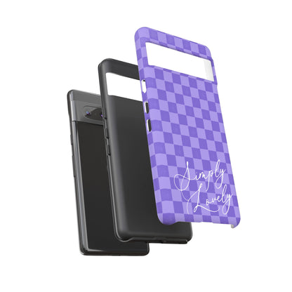 Simply Lovely Purple Checkered F1 Phone Case Design, Trendy F1 Gift, Formula 1 Gift, Cute F1 Phone Case