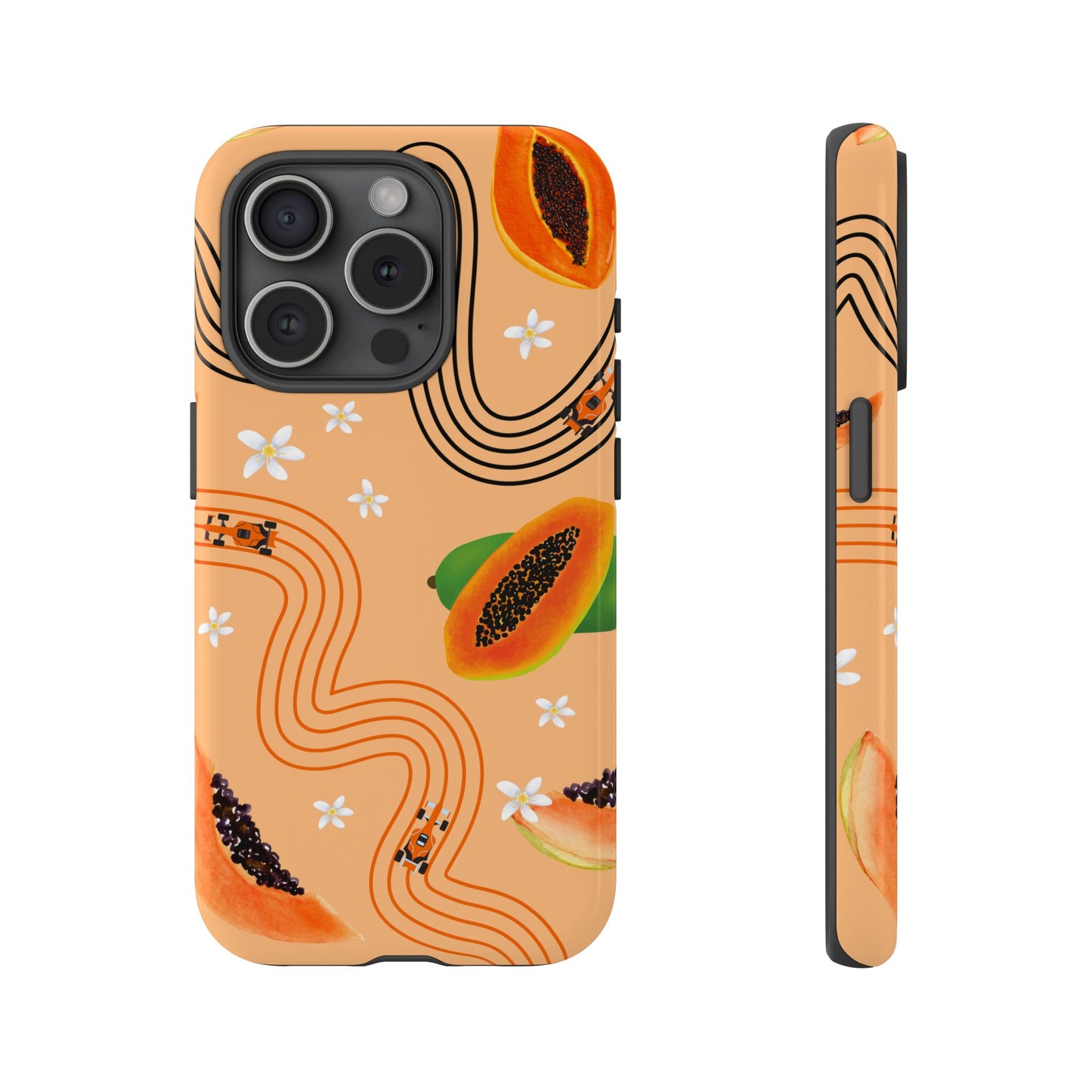 Orange F1 McLaren and Papaya Phone Case, Trendy F1 Gift, Formula 1 Gift, Cute Fruit F1 Phone Case, Unique Phone Case