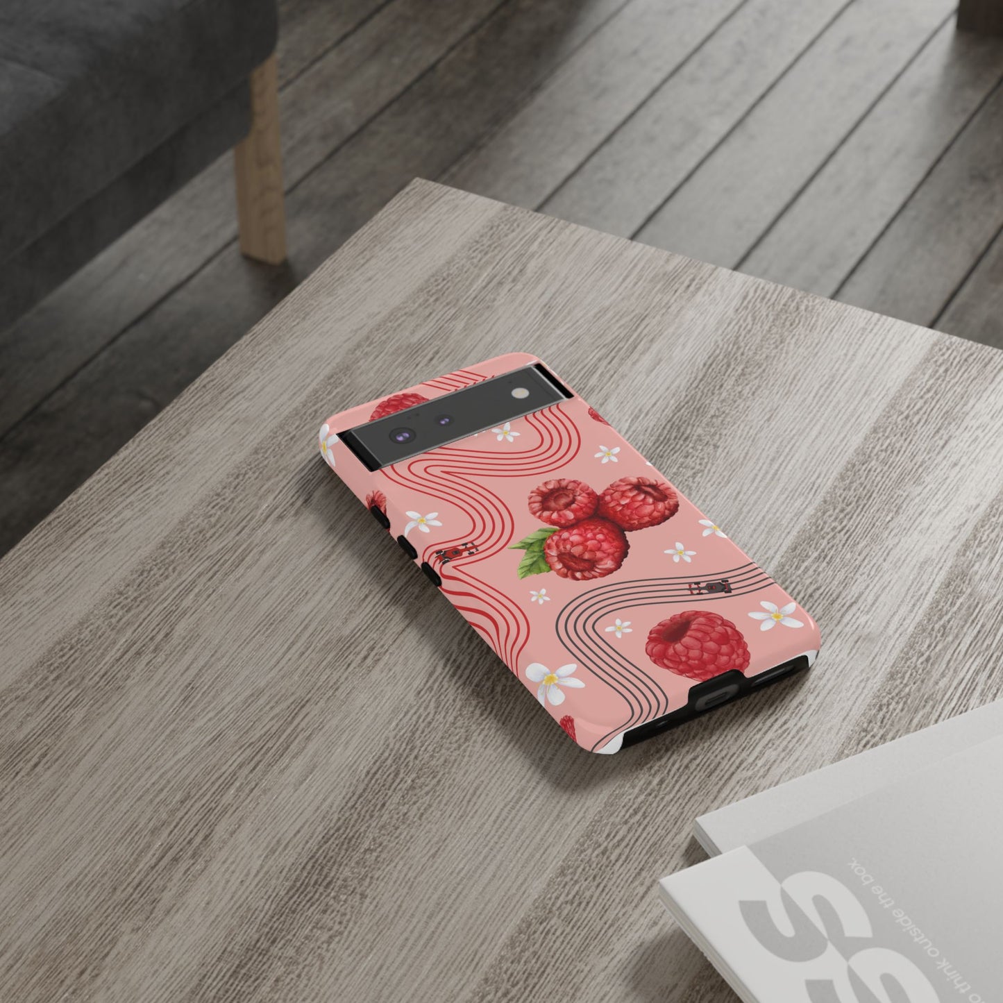 Red F1 Haas and Raspberries Phone Case, Trendy F1 Gift, Formula 1 Gift, Cute Fruit F1 Phone Case, Unique Phone Case
