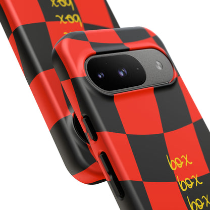 F1 Ferrari Black and Red Checkered Phone Case, Box Box Box F1 Phone Case