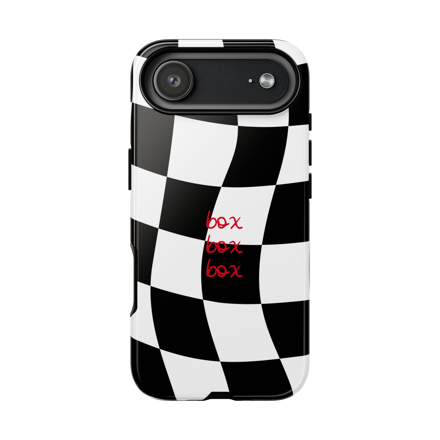 Black and Red Checkered F1 Phone Case, Box Box Box F1 Phone Case