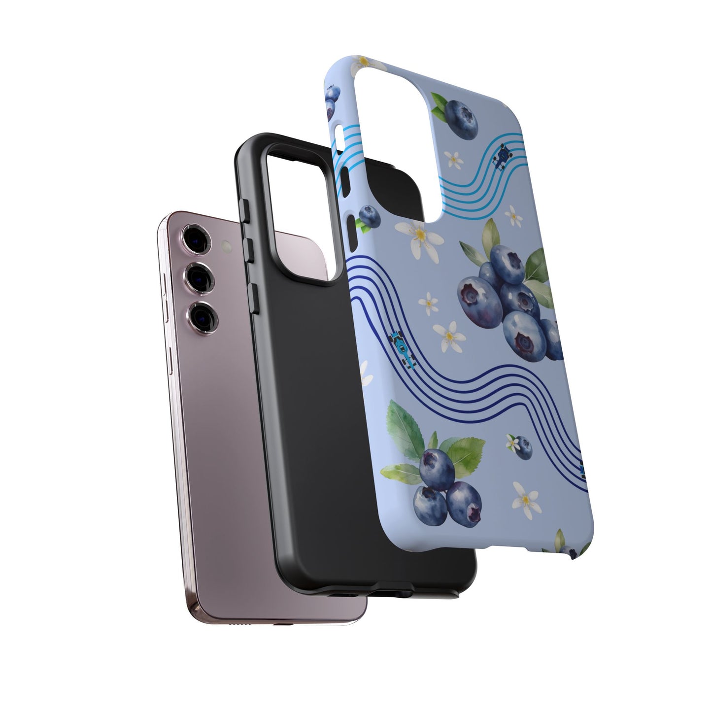 Blue F1 Williams and Blueberries Phone Case, Trendy F1 Gift, Formula 1 Gift, Cute Fruit F1 Phone Case, Unique Phone Case