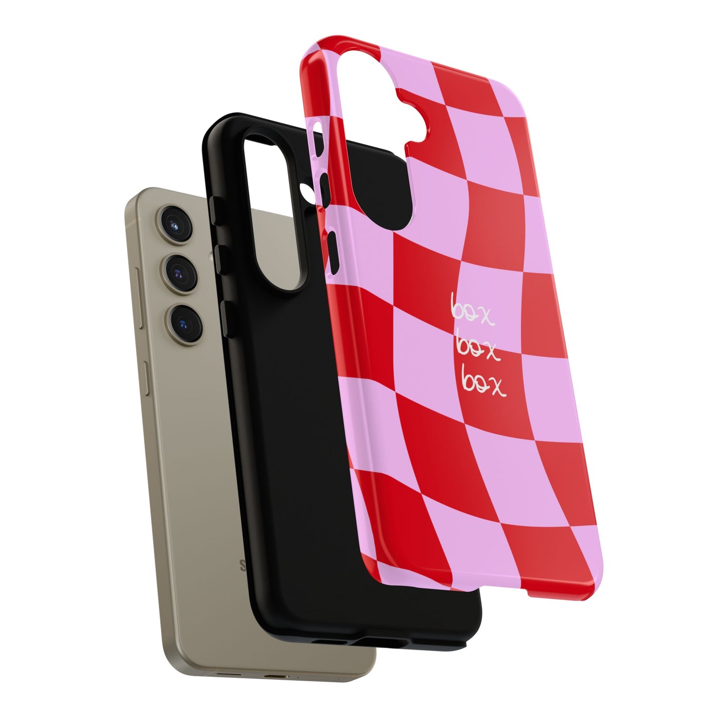 Pink and Red Checkered F1 Phone Case, Box Box Box F1 Phone Case