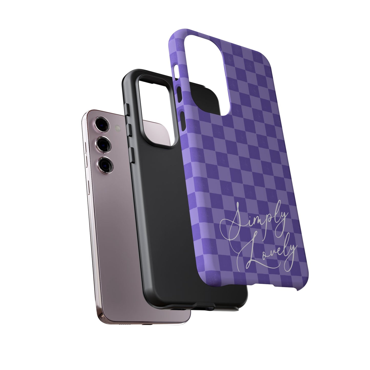 Simply Lovely Purple Checkered F1 Phone Case Design, Trendy F1 Gift, Formula 1 Gift, Cute F1 Phone Case