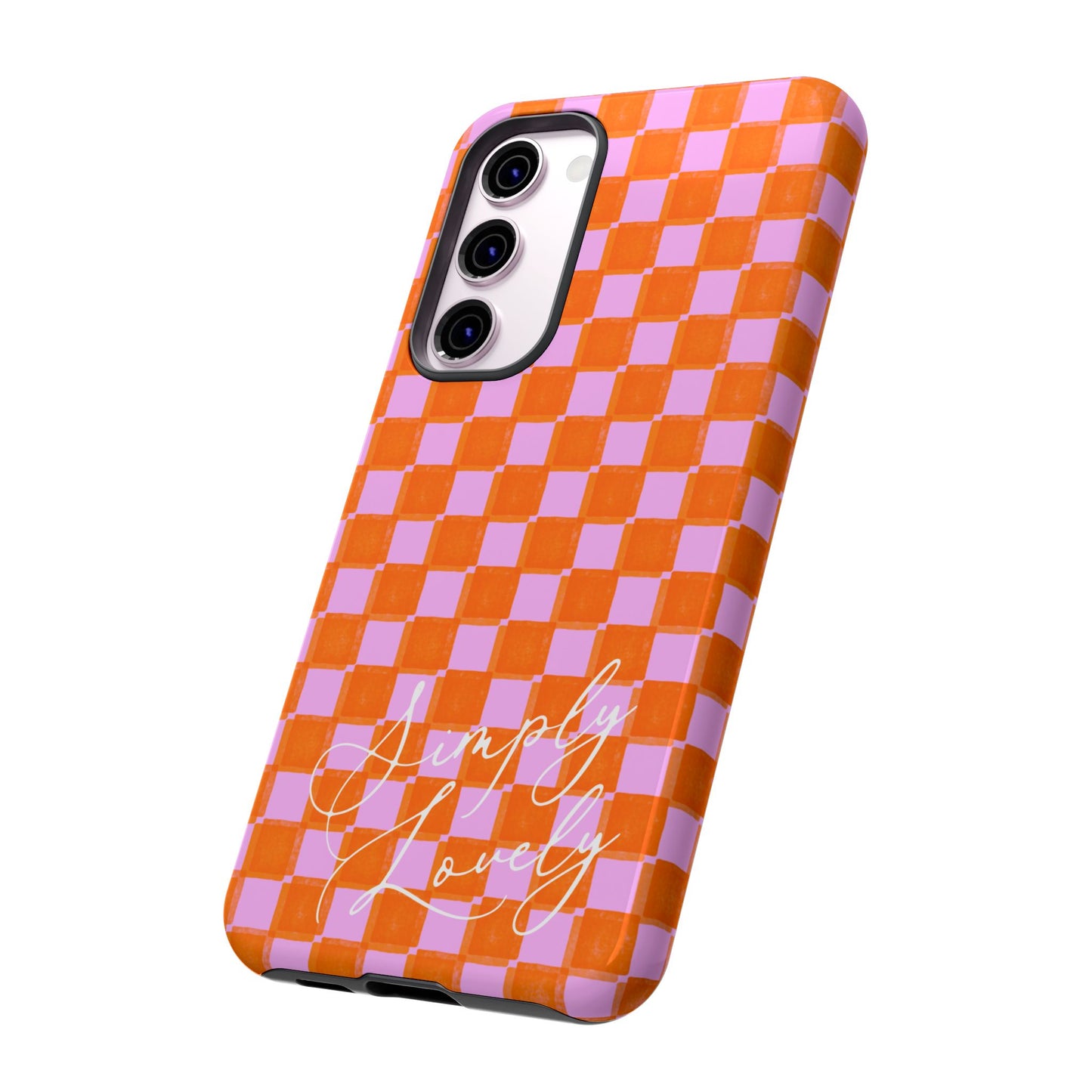 Simply Lovely Orange and Pink Checkered F1 Phone Case Design, Trendy F1 Gift, Formula 1 Gift, Cute F1 Phone Case