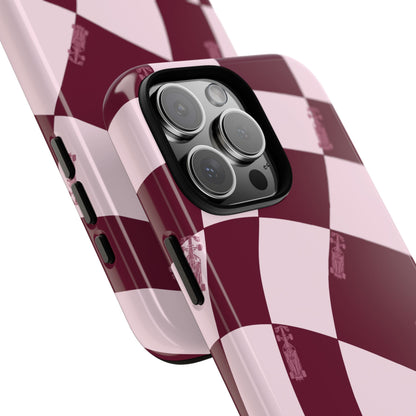 F1 Phone Case Pink Checkered Design, Trendy F1 Gift, Formula 1 Gift, Cute F1 Phone Case, Unique Formula One Phone Case