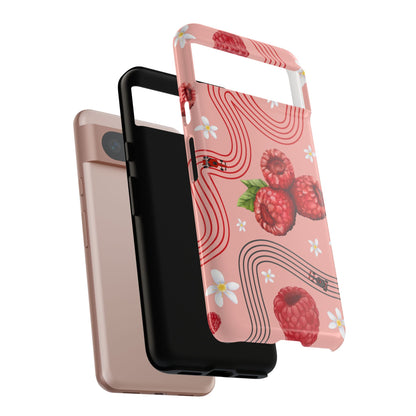 Red F1 Haas and Raspberries Phone Case, Trendy F1 Gift, Formula 1 Gift, Cute Fruit F1 Phone Case, Unique Phone Case
